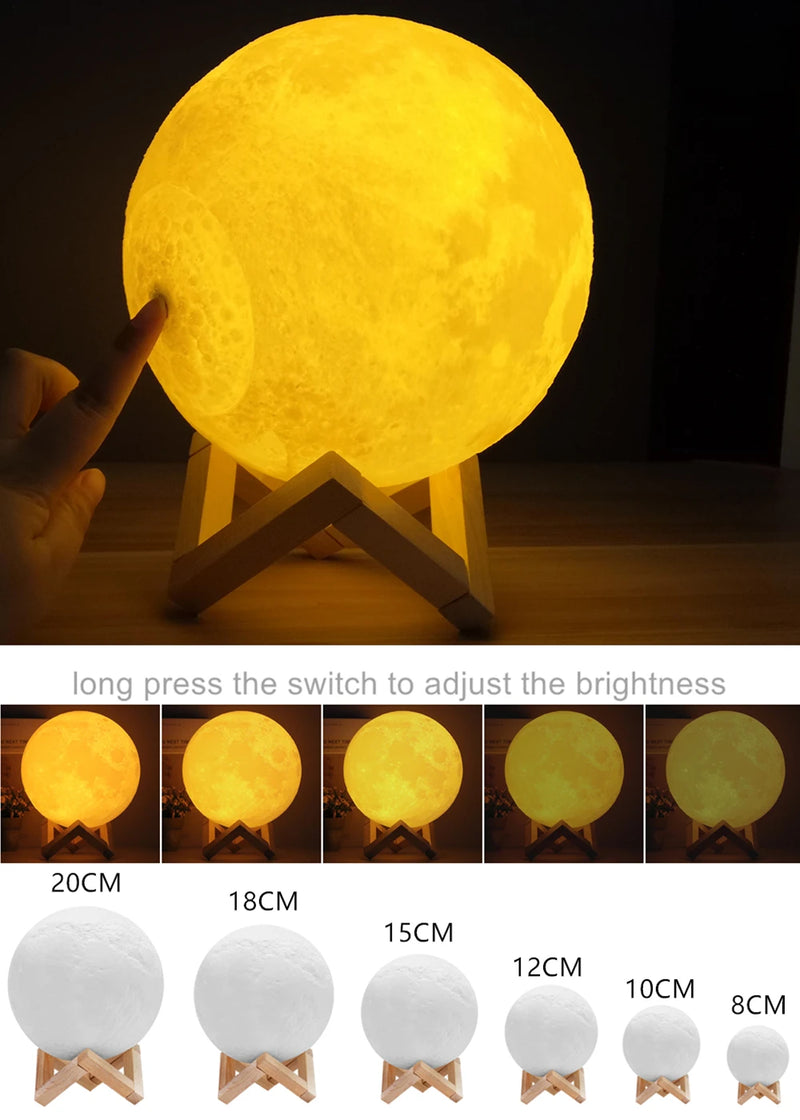 Lâmpada de lua fotográfica luz de foto 3D personalizada